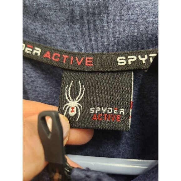 Spyder Active Mens Top Size XXL Navy Blue ProW B 1/4 Zip Long Sleeve Pullover - Picture 4 of 9